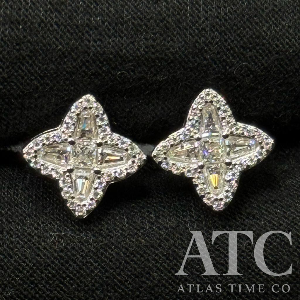 Clover VVS1 10mm Moissanite Earrings GRA CERTIFIED - 925 Sterling Silver