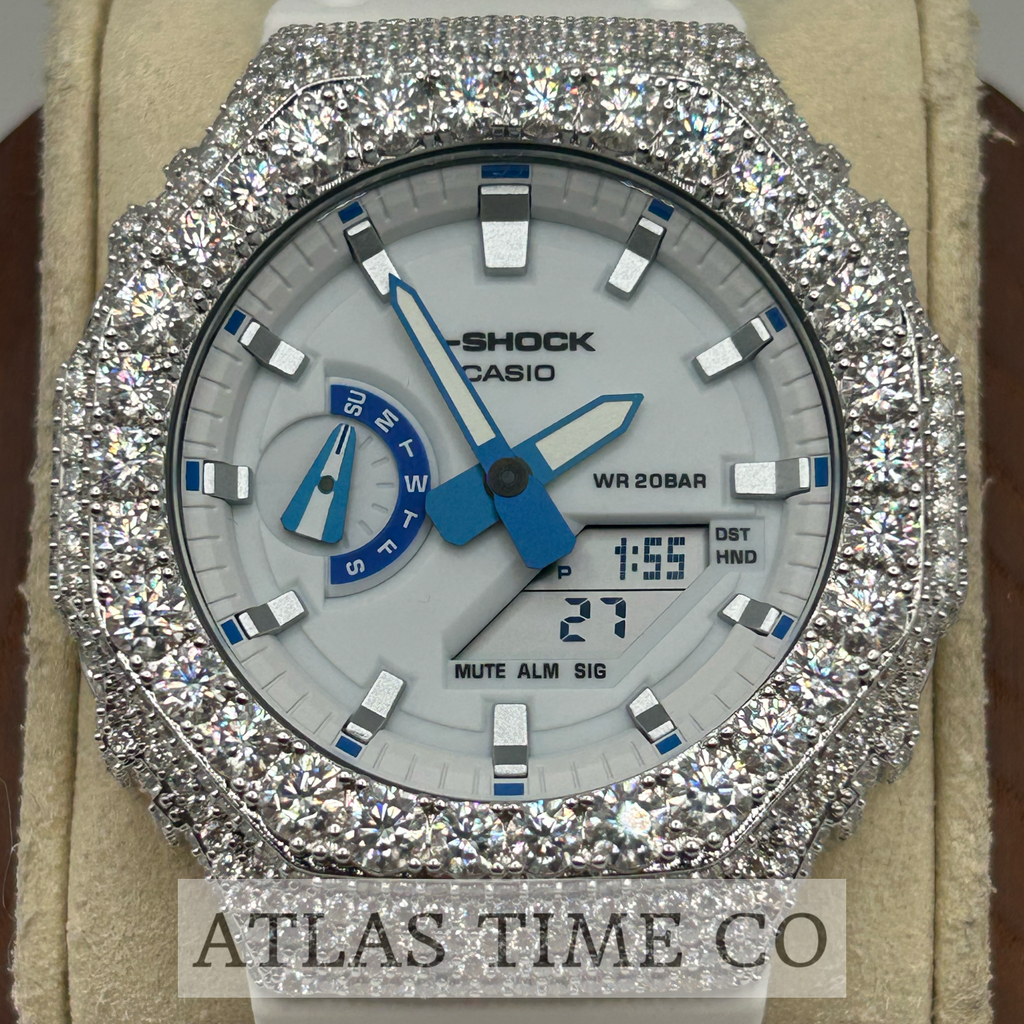 VVS1 Moissanite G-Shock GA-2100HDS-7A Watch - GRA CERTIFIED
