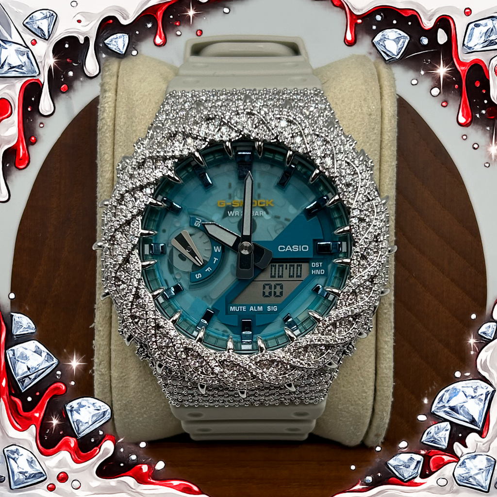 VVS1 Moissanite G-Shock GA-2100AS-5A Watch - GRA CERTIFIED