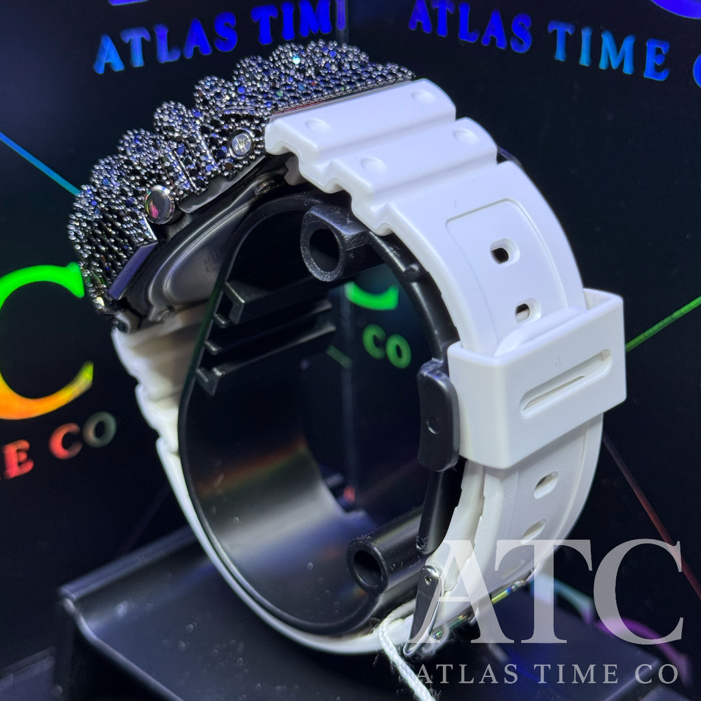 CZ Simulated Black Diamonds G-Shock GA-2100-7A7CR Watch - 5A Grade Cubic Zirconia