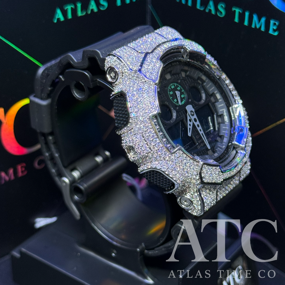 VVS1 Moissanite G-Shock GA-100MB-1ACR Watch - GRA CERTIFIED