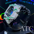 VVS1 Moissanite G-Shock DW6900-1V Watch - GRA CERTIFIED (ATC Enamel Series Green)