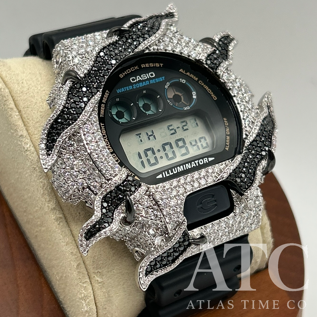 VVS1 Moissanite G-Shock ENAMEL SERIES (BLACK) DW6900-1V Watch - GRA CERTIFIED