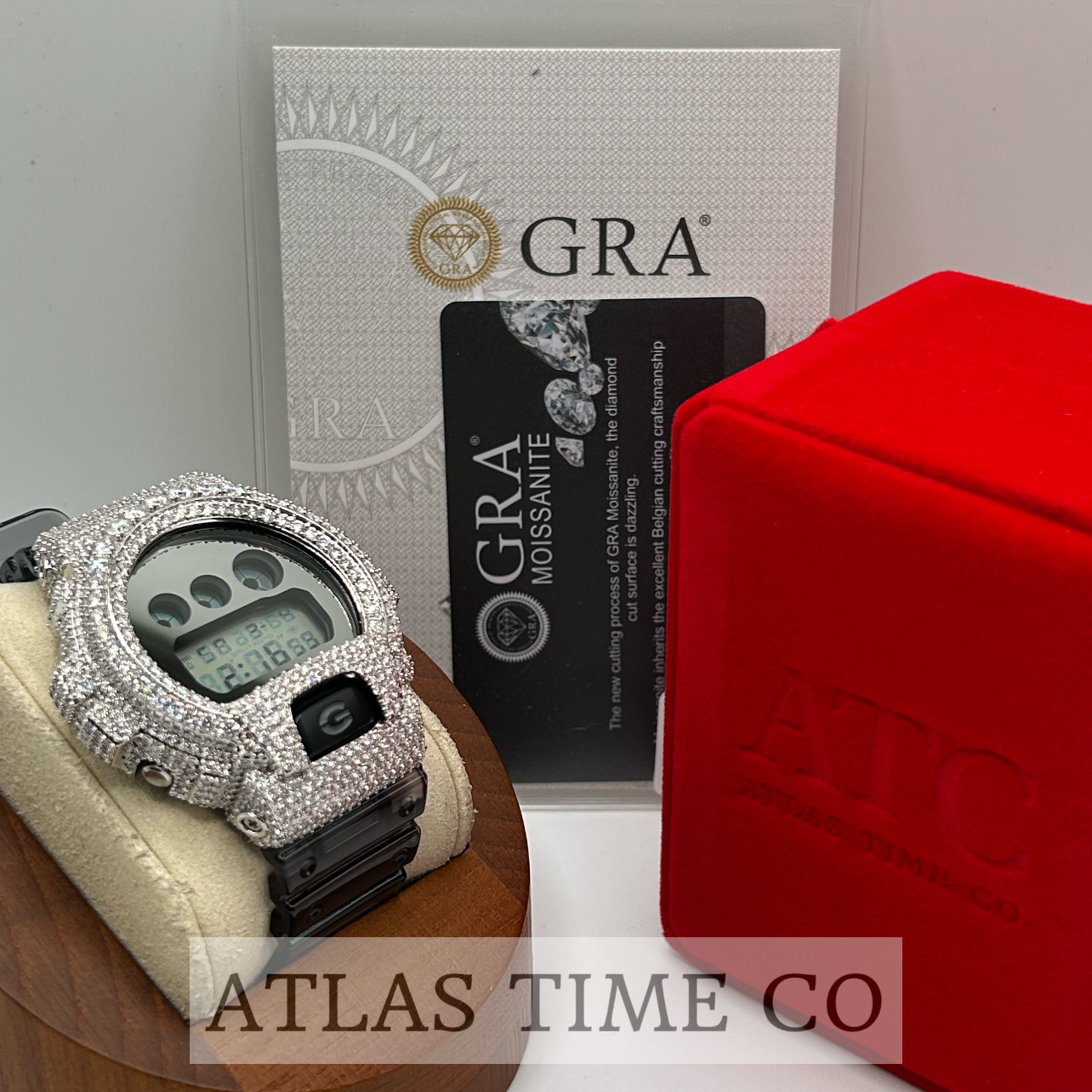 VVS1 Moissanite G-Shock DW-6900SK-1 Watch - GRA CERTIFIED