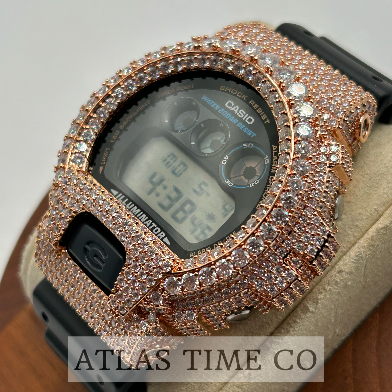 VVS1 Moissanite G-Shock DW6900-1V Watch - GRA CERTIFIED