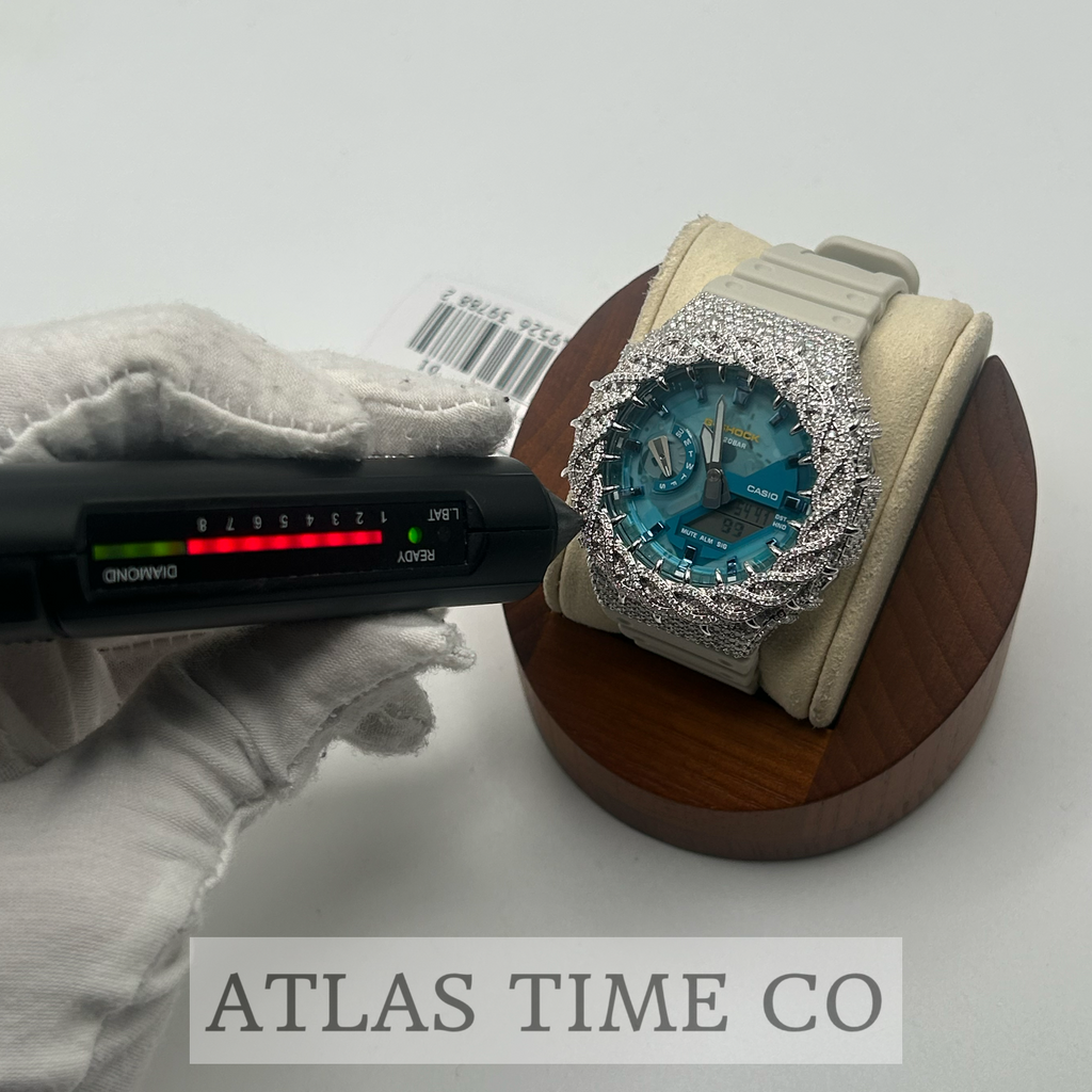 VVS1 Moissanite G-Shock GA-2100AS-5A Watch - GRA CERTIFIED