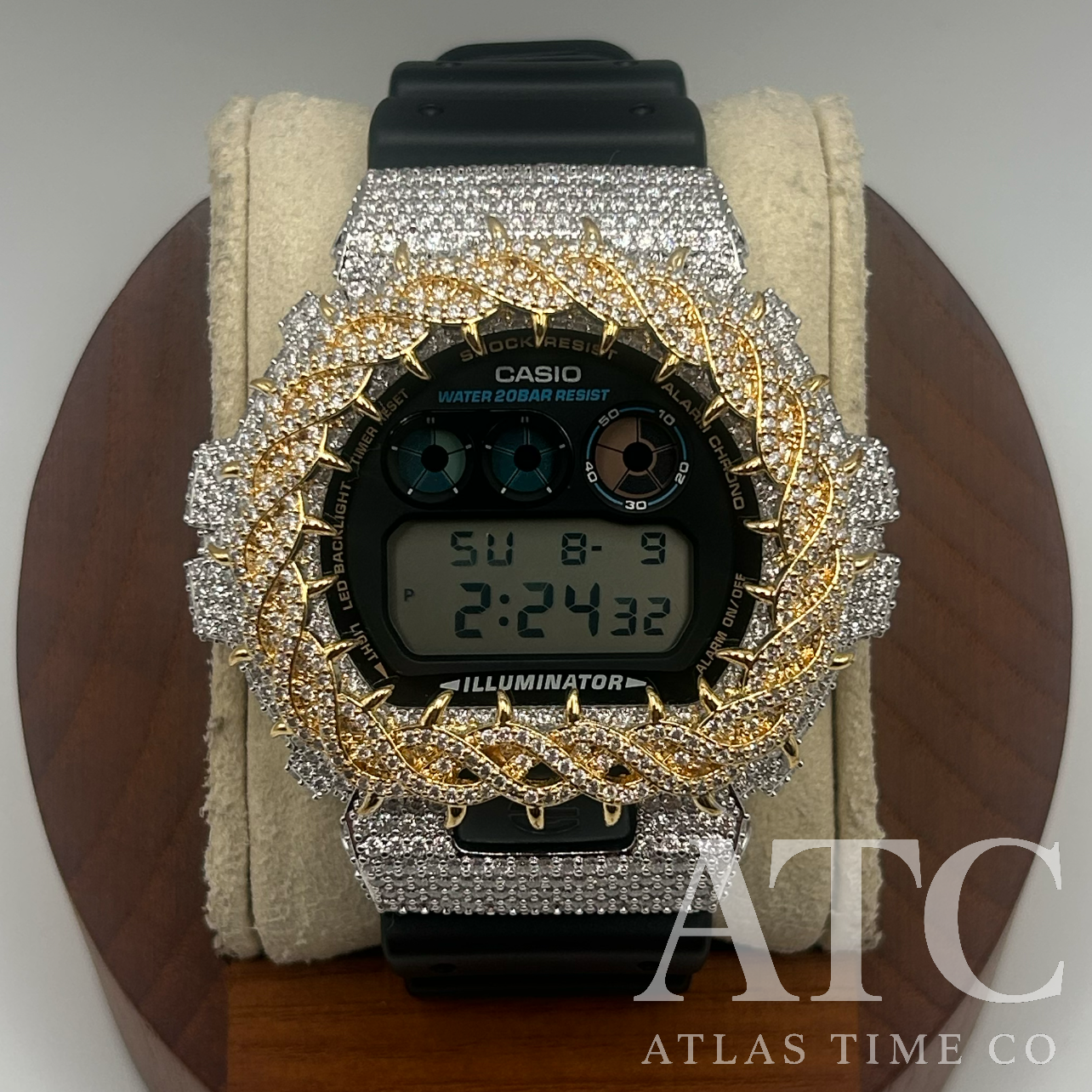 VVS1 Moissanite G-Shock DW6900-1V Watch - GRA CERTIFIED