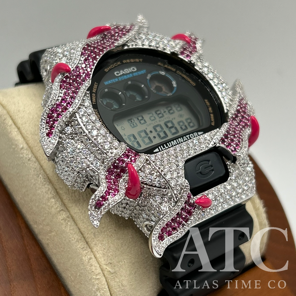 VVS1 Moissanite G-Shock ENAMEL SERIES (PINK) DW6900-1V Watch - GRA CERTIFIED