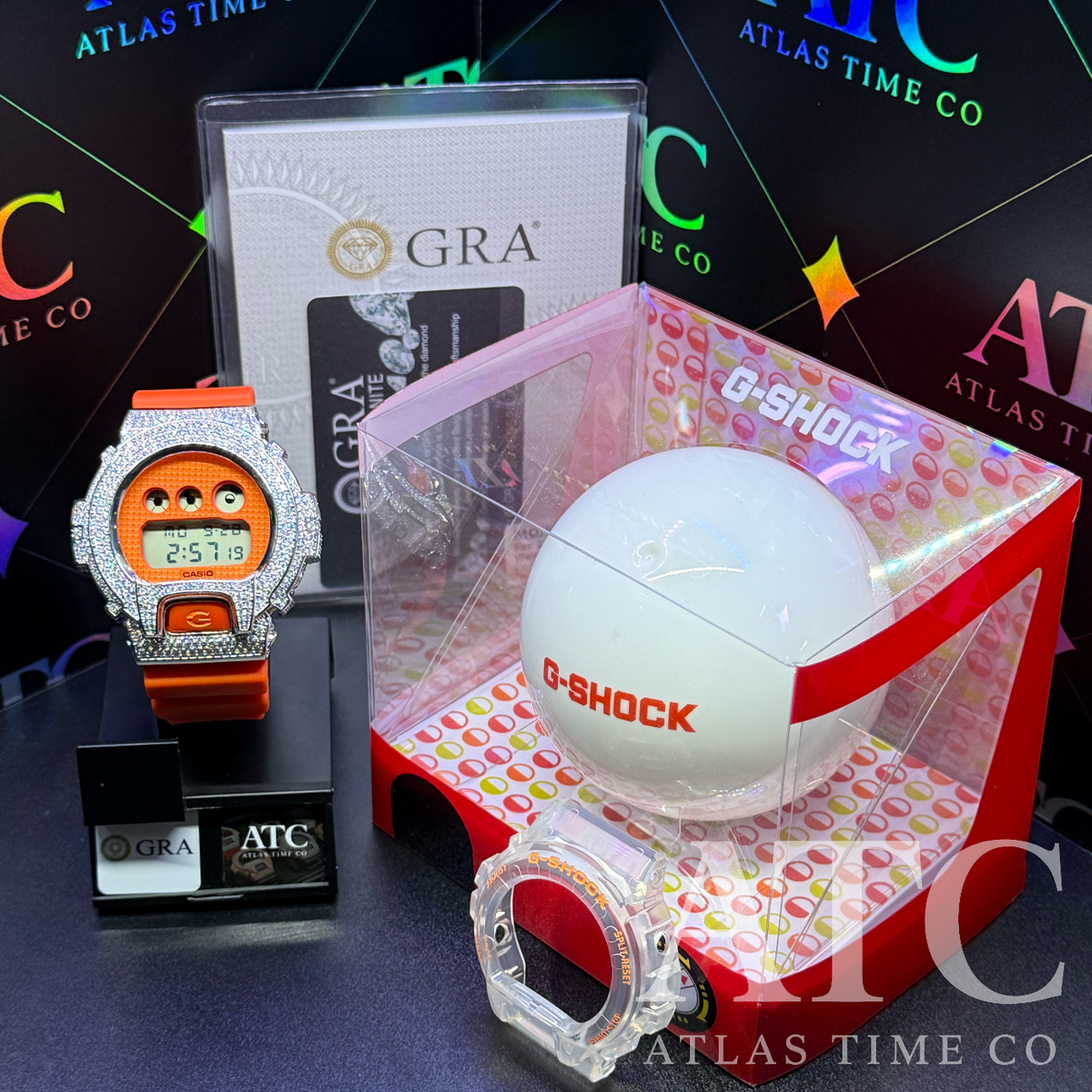VVS1 Moissanite G-Shock DW6900GL-4DR "Lucky Drop" Watch - GRA CERTIFIED