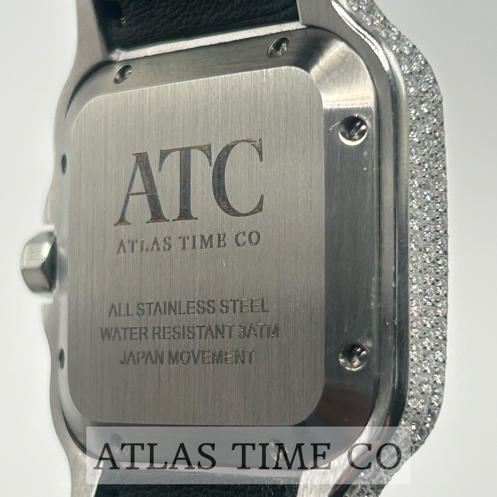 VVS1 Moissanite Atlas Time Co Imperium Stainless Steel Mechanical Watch - GRA CERTIFIED (Silver/Black)