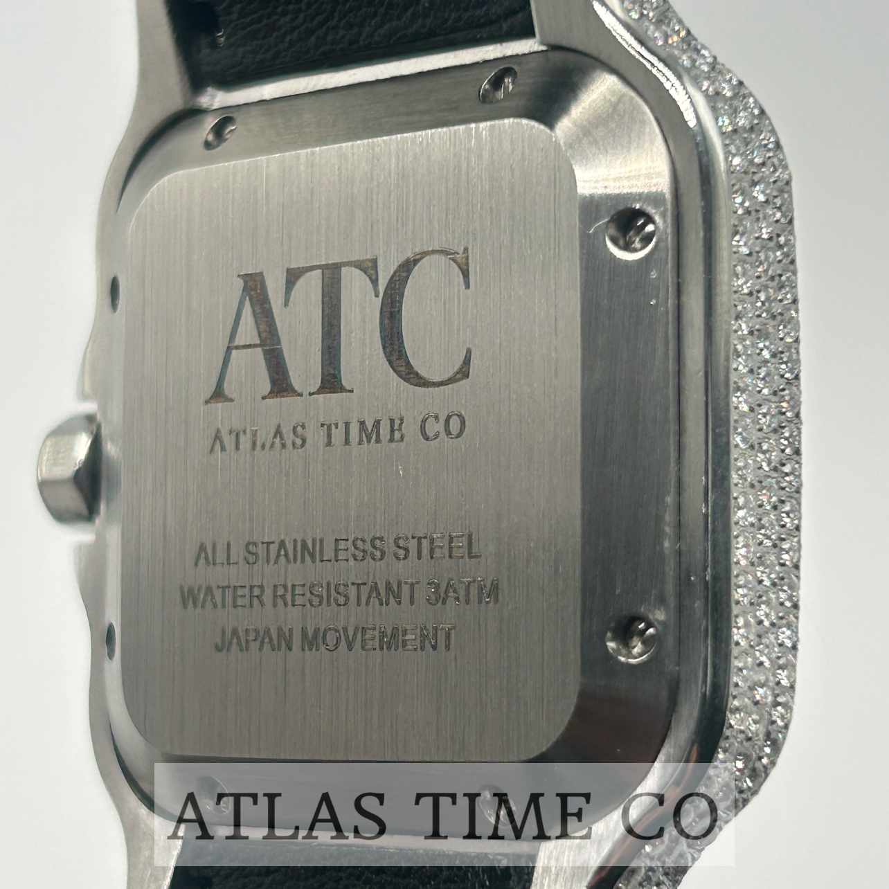VVS1 Moissanite Atlas Time Co Imperium Stainless Steel Mechanical Watch - GRA CERTIFIED (Silver/Black)