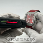 VVS1 Moissanite Ghost Series Stainless Steel Mechanical Watch - GRA CERTIFIED (Silver/Red)