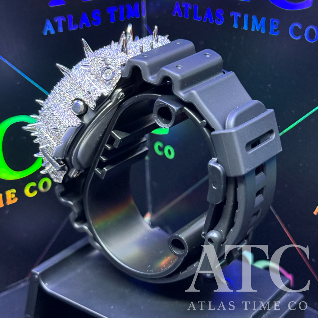 VVS1 Moissanite G-Shock Spikes DW6900-1V Watch - GRA CERTIFIED