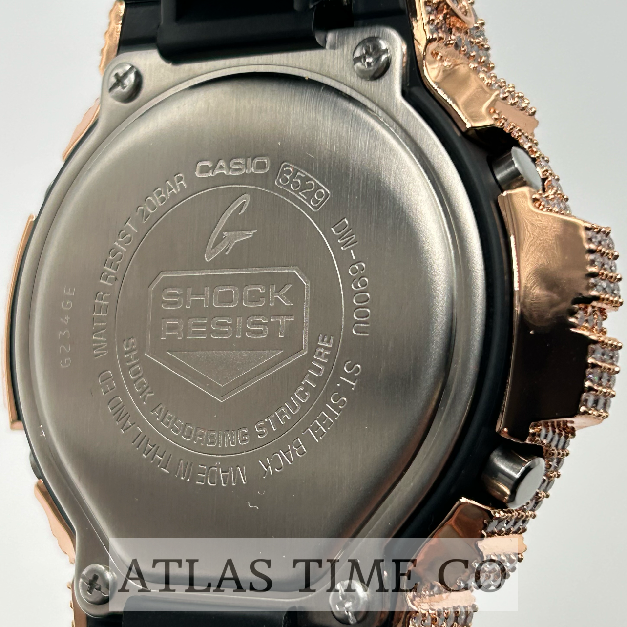 VVS1 Moissanite G-Shock DW6900-1V Watch - GRA CERTIFIED