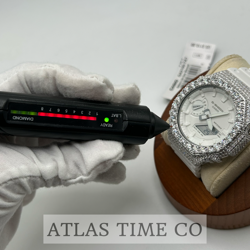 VVS1 Moissanite G-Shock GA-21007A7CR Watch - GRA CERTIFIED