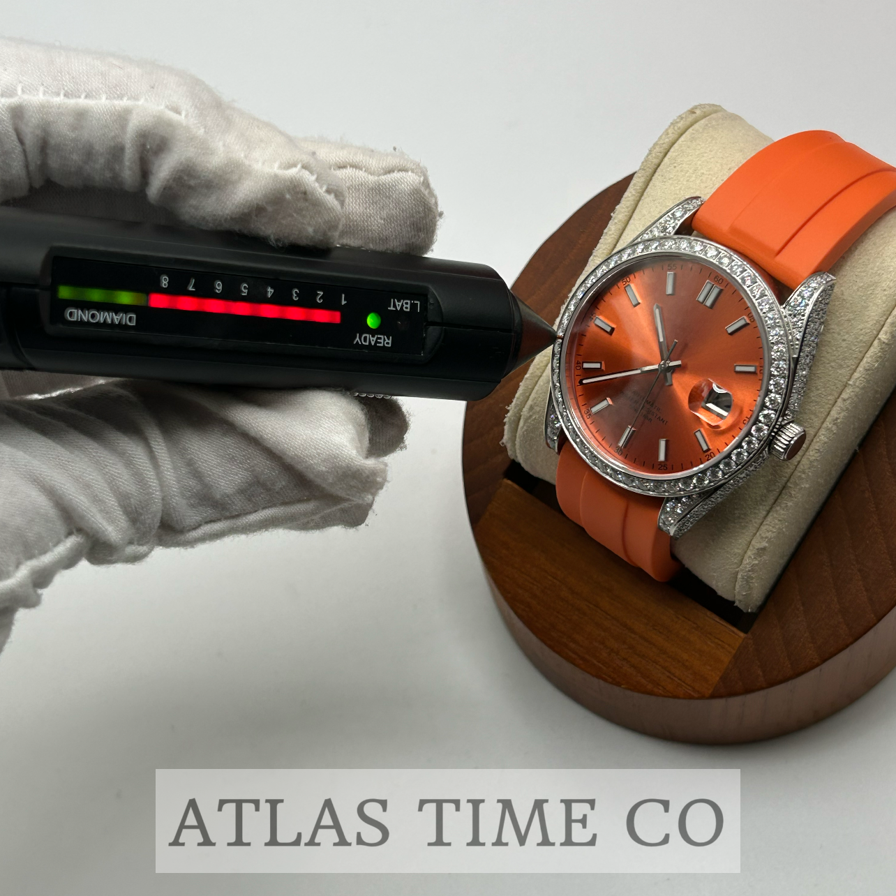 VVS1 Moissanite Ghost Series Stainless Steel Mechanical Watch - GRA CERTIFIED (Silver/Orange)