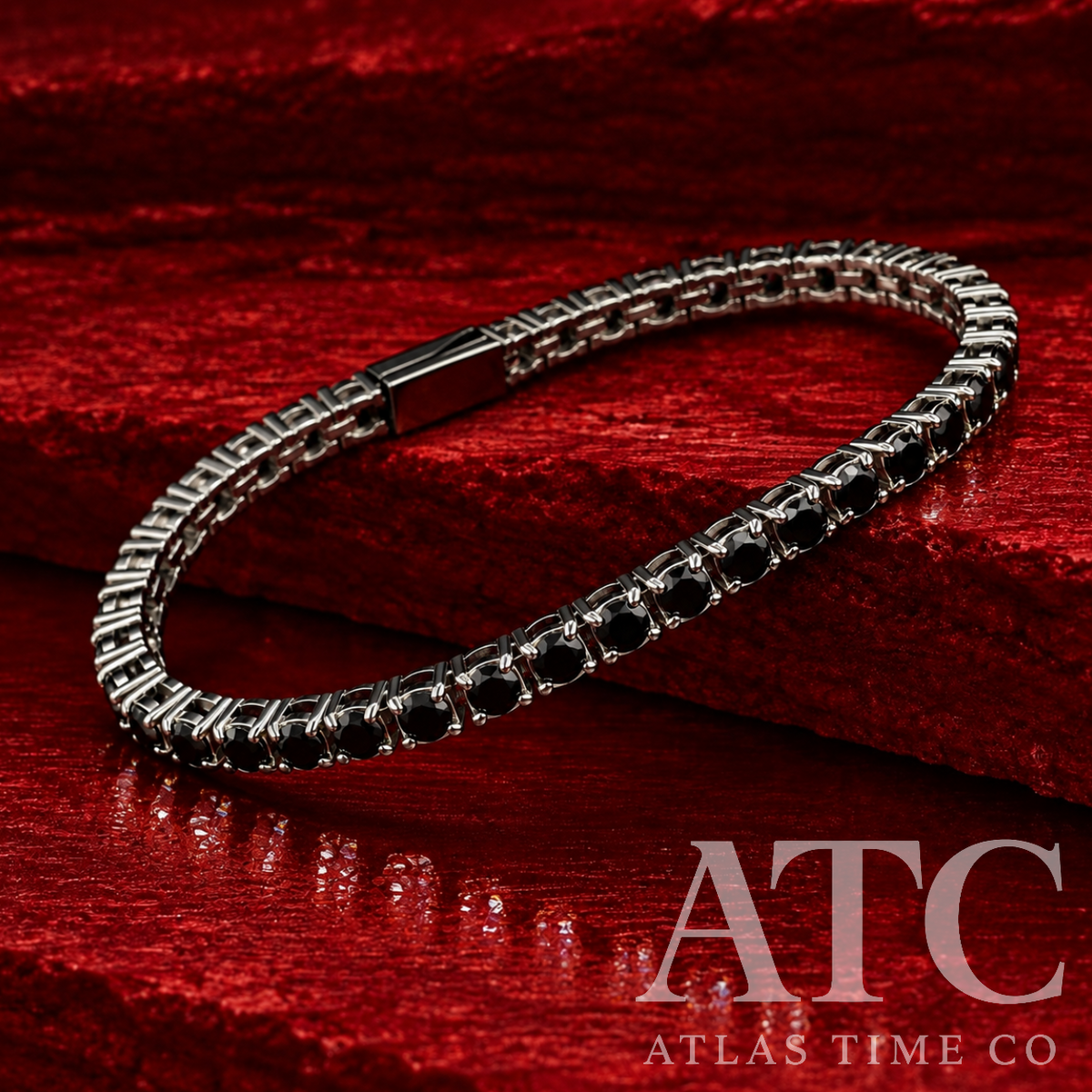 4MM Black Moissanite Tennis Bracelet GRA CERTIFIED - 316L Stainless Steel