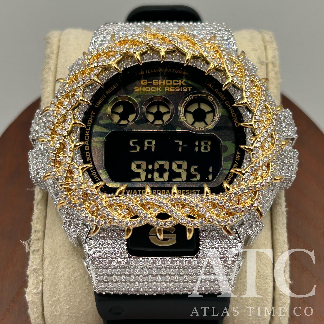 VVS1 Moissanite G-Shock DW6900CF-1 Watch - GRA CERTIFIED