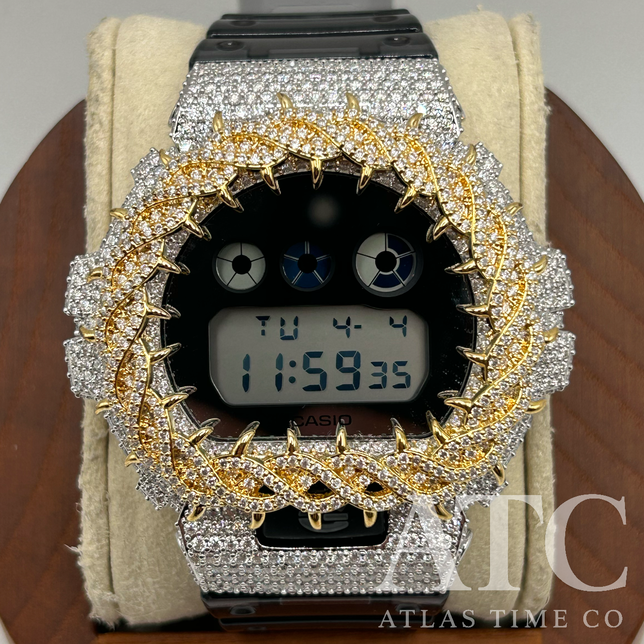VVS1 Moissanite G-Shock DW6900SK-1 Watch - GRA CERTIFIED