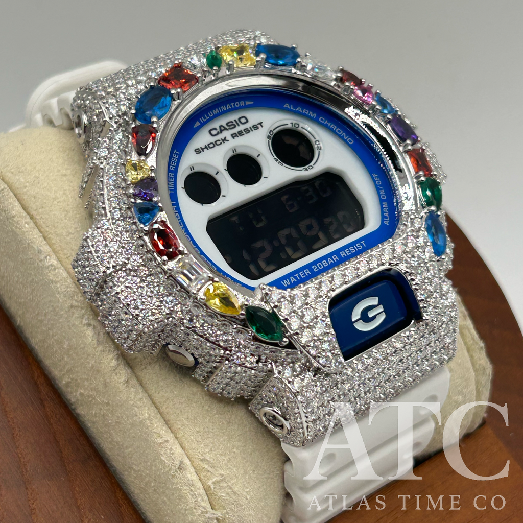 VVS1 Moissanite G-Shock DW-6900HDS-7A1DR Watch - GRA CERTIFIED