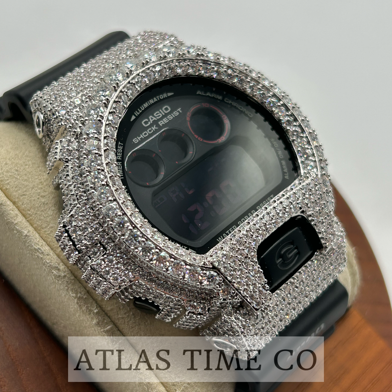 VVS1 Moissanite G-Shock DW6900MS-1 Watch - GRA CERTIFIED