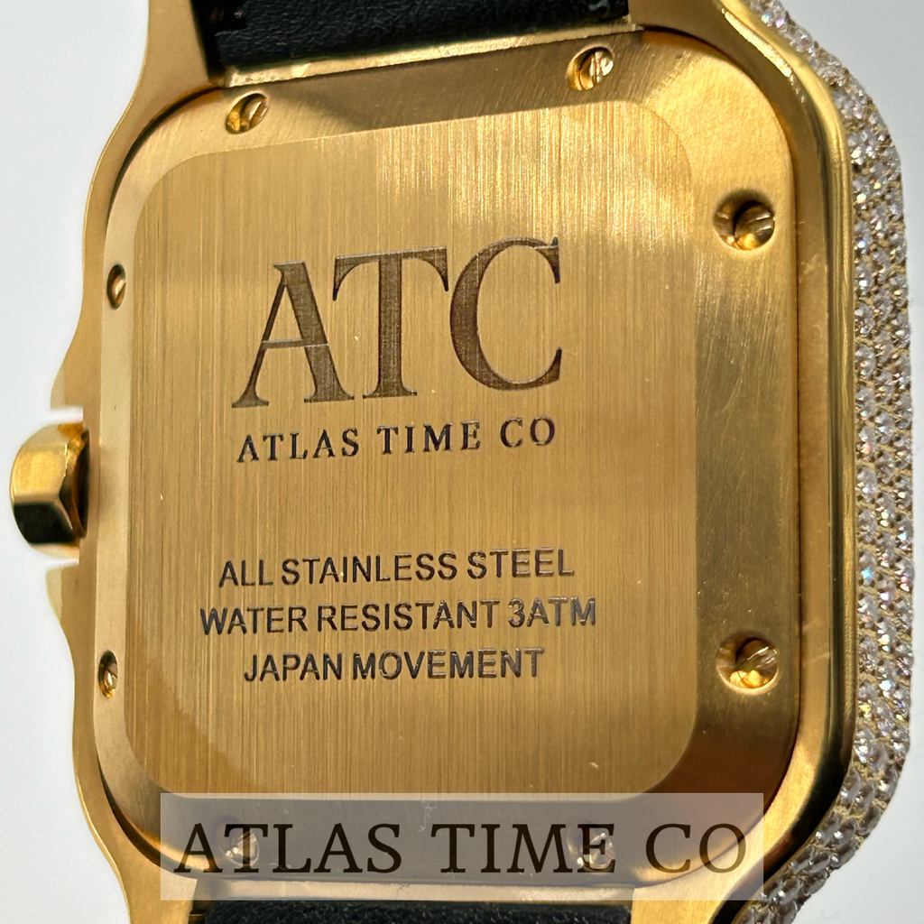 VVS1 Moissanite Atlas Time Co Imperium Stainless Steel Mechanical Watch - GRA CERTIFIED (Gold/Blue)
