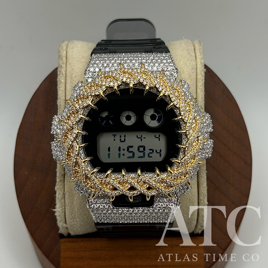 VVS1 Moissanite G-Shock DW6900SK-1 Watch - GRA CERTIFIED