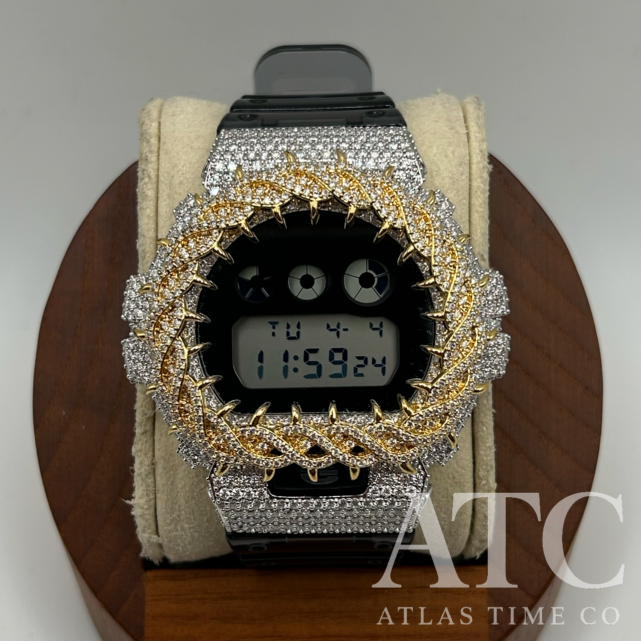 VVS1 Moissanite G-Shock DW6900SK-1 Watch - GRA CERTIFIED