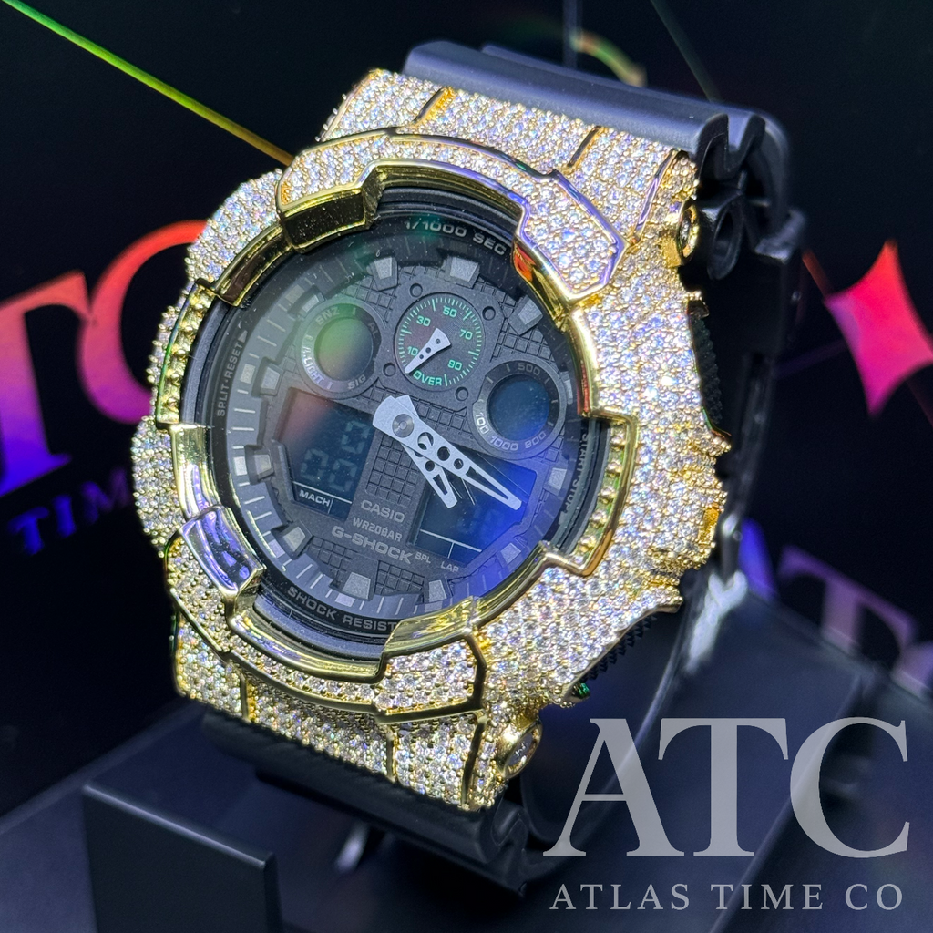 VVS1 Moissanite G-Shock GA-100MB-1ACR Watch - GRA CERTIFIED