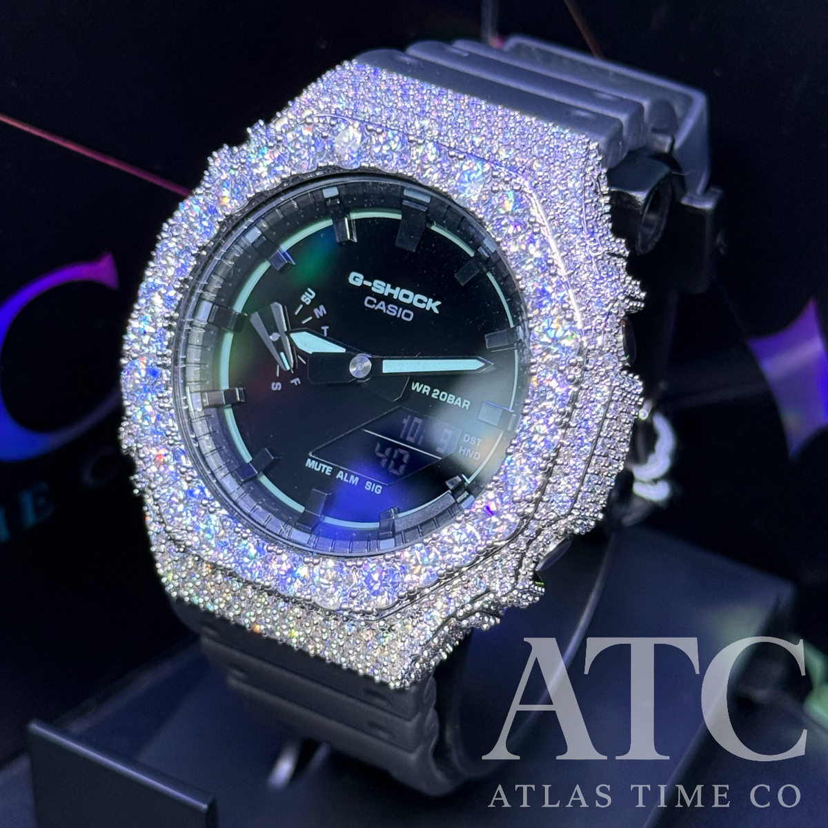 VVS1 Moissanite G-Shock GA2100K-1A Watch - GRA CERTIFIED