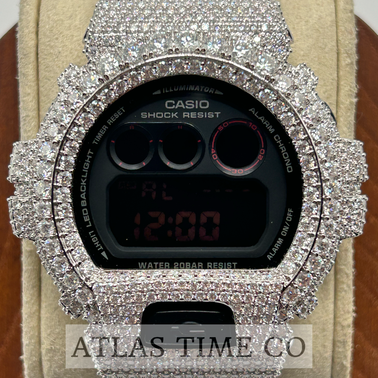 VVS1 Moissanite G-Shock DW6900MS-1 Watch - GRA CERTIFIED
