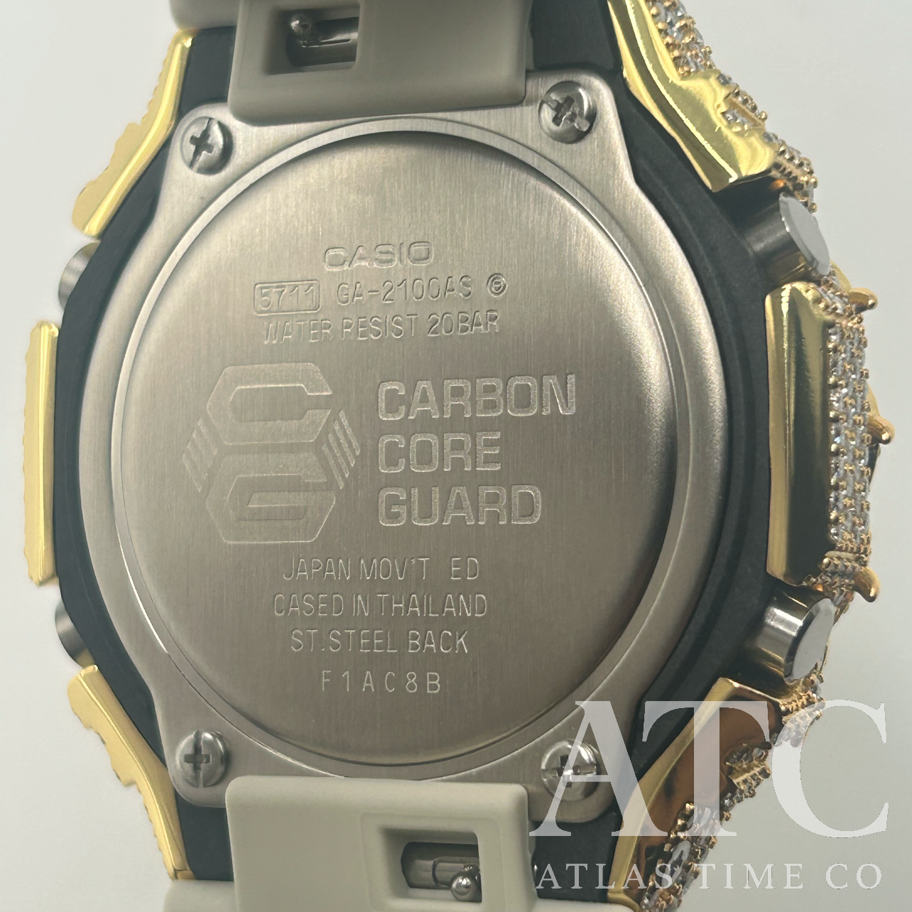 VVS1 Moissanite G-Shock GA-2100AS-5A Watch - GRA CERTIFIED