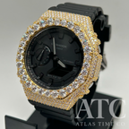 VVS1 Moissanite G-Shock GA-2100-1A1 Watch - GRA CERTIFIED