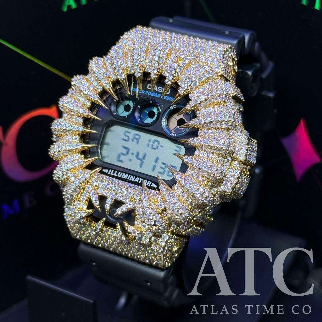 VVS1 Moissanite G-Shock DW6900-1V Watch - GRA CERTIFIED