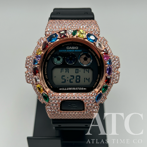 CZ Simulated Diamonds G-Shock DW6900-1V Watch - 5A Grade Cubic Zirconia