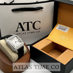 VVS1 Moissanite Atlas Time Co Imperium Stainless Steel Mechanical Watch - GRA CERTIFIED (Silver/Black)
