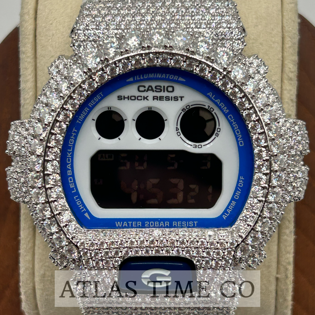 VVS1 Moissanite G-Shock DW-6900HDS-7A1DR Watch - GRA CERTIFIED