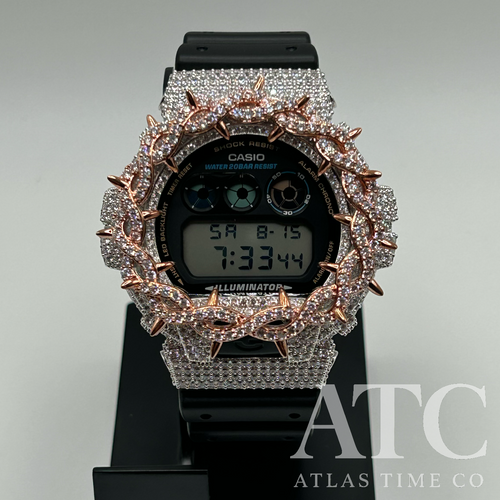 CZ Simulated Diamonds G-Shock DW6900-1V Watch - 5A Grade Cubic Zirconia
