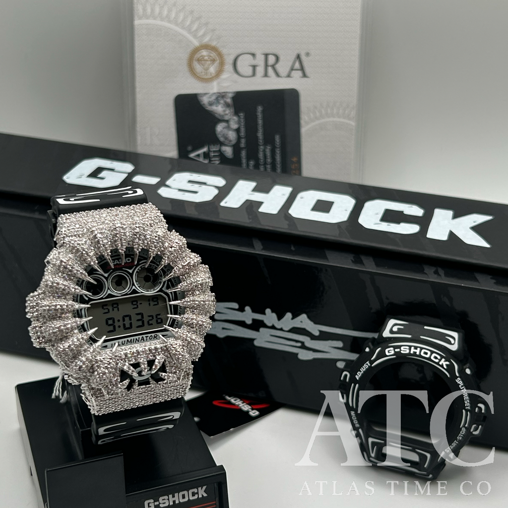 VVS1 Moissanite G-Shock X Joshua Vides DW6900JV-1 Watch - GRA CERTIFIED