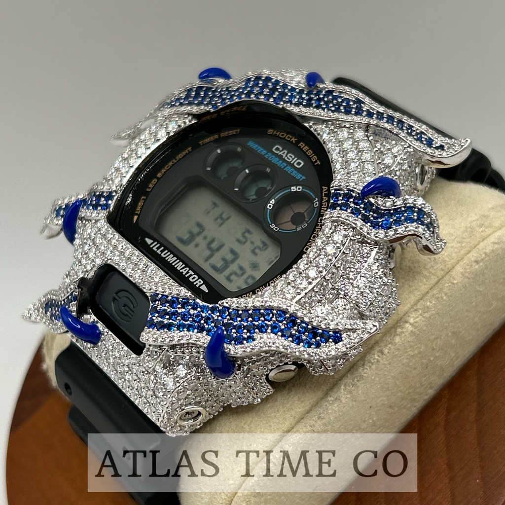 VVS1 Moissanite G-Shock ENAMEL SERIES (BLUE) DW6900-1V Watch - GRA CERTIFIED