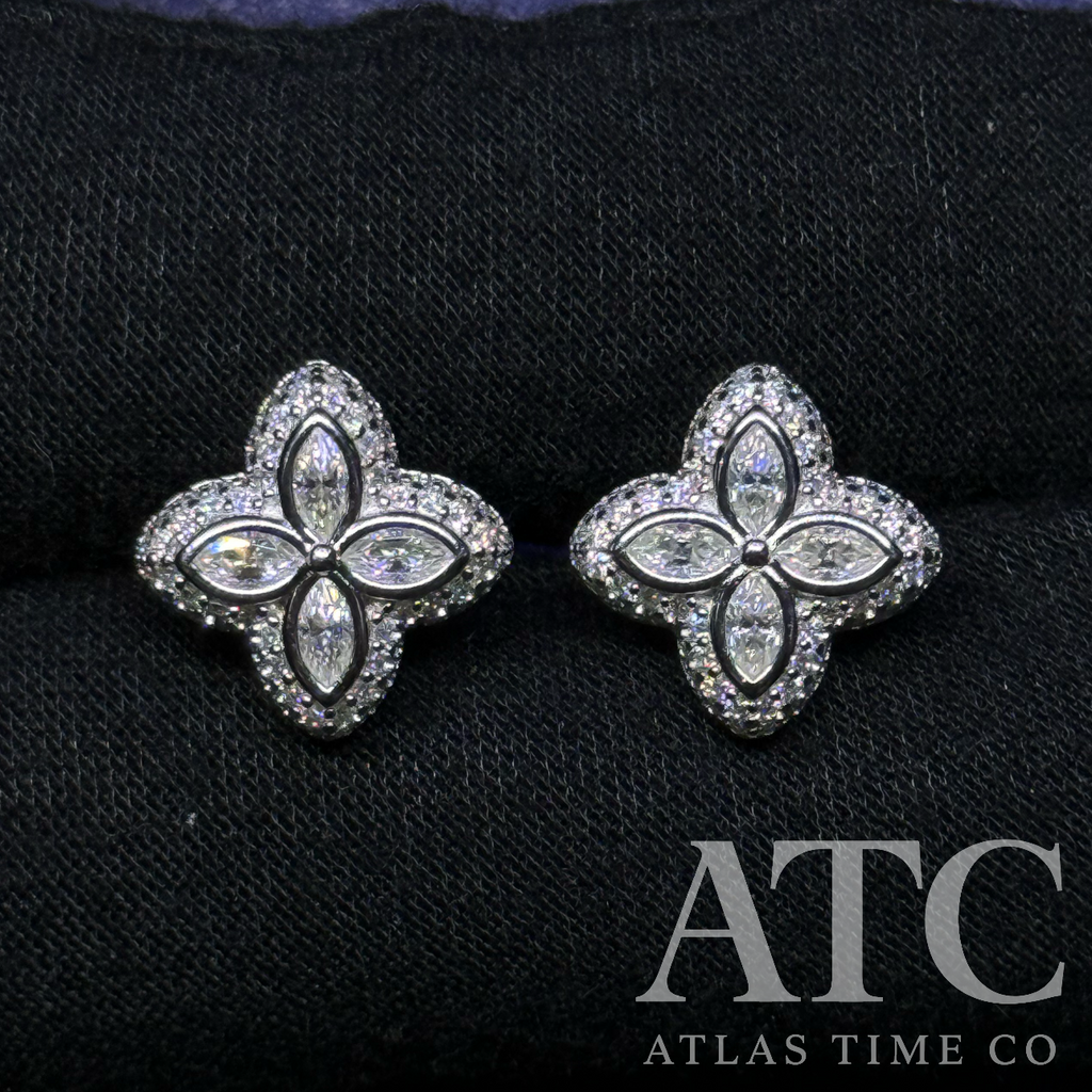Clover VVS1 13mm Moissanite Earrings GRA CERTIFIED - 925 Sterling Silver