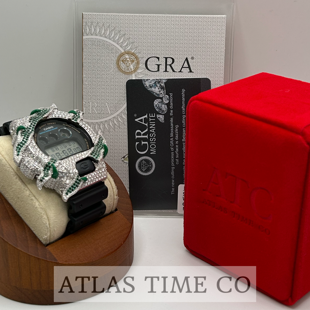 VVS1 Moissanite G-Shock ENAMEL SERIES (GREEN) DW6900-1V Watch - GRA CERTIFIED