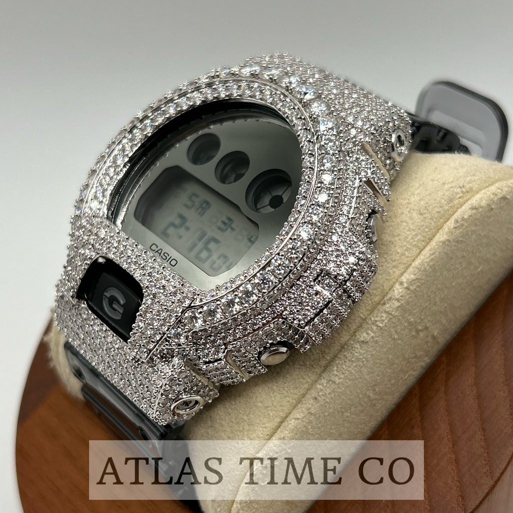 VVS1 Moissanite G-Shock DW-6900SK-1 Watch - GRA CERTIFIED