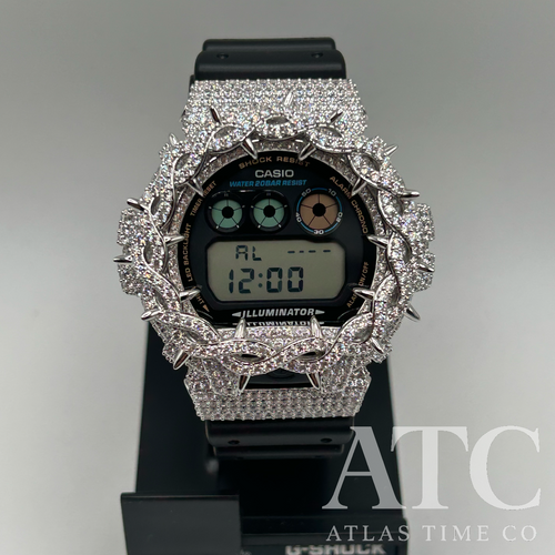 CZ Simulated Diamonds G-Shock DW6900-1V Watch - 5A Grade Cubic Zirconia