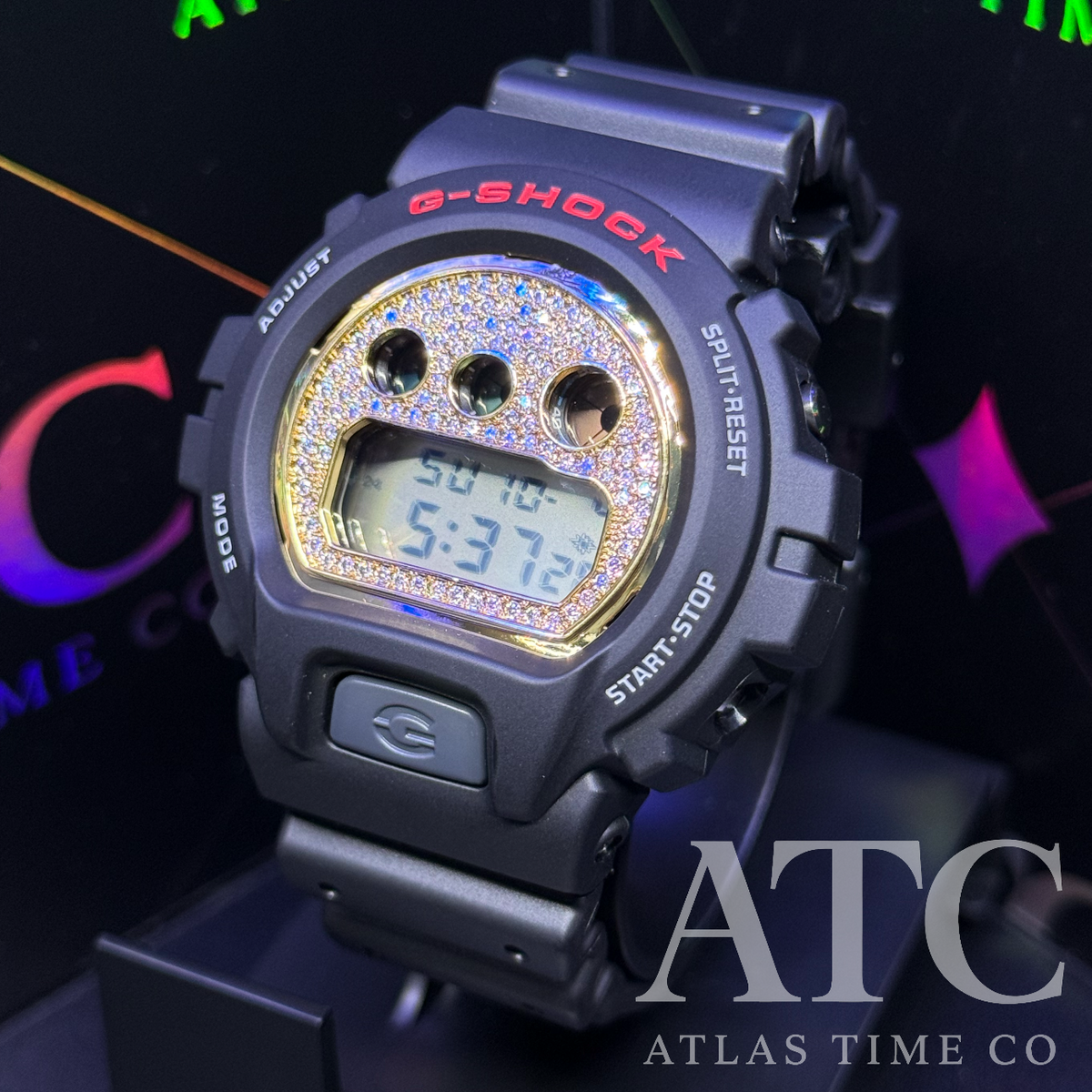 VVS1 Moissanite G-Shock DW6900-1V Watch - GRA CERTIFIED