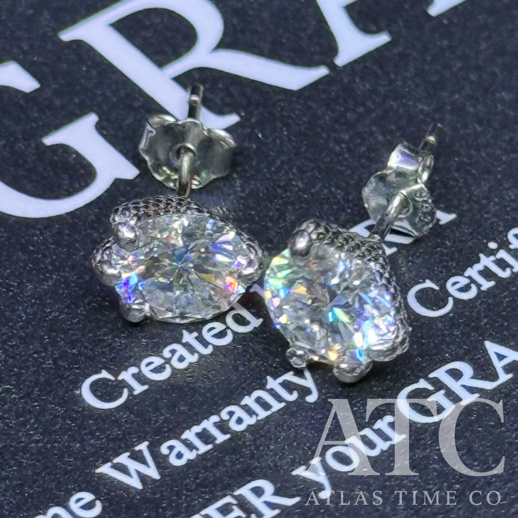 VVS1 6.5mm Moissanite Claw Setting Earrings GRA CERTIFIED - 925 Sterling Silver