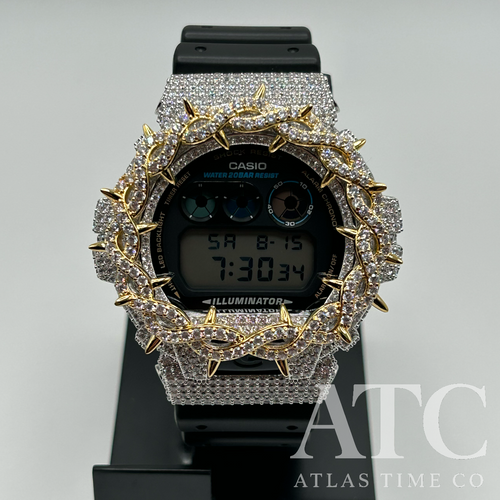 CZ Simulated Diamonds G-Shock DW6900-1V Watch - 5A Grade Cubic Zirconia