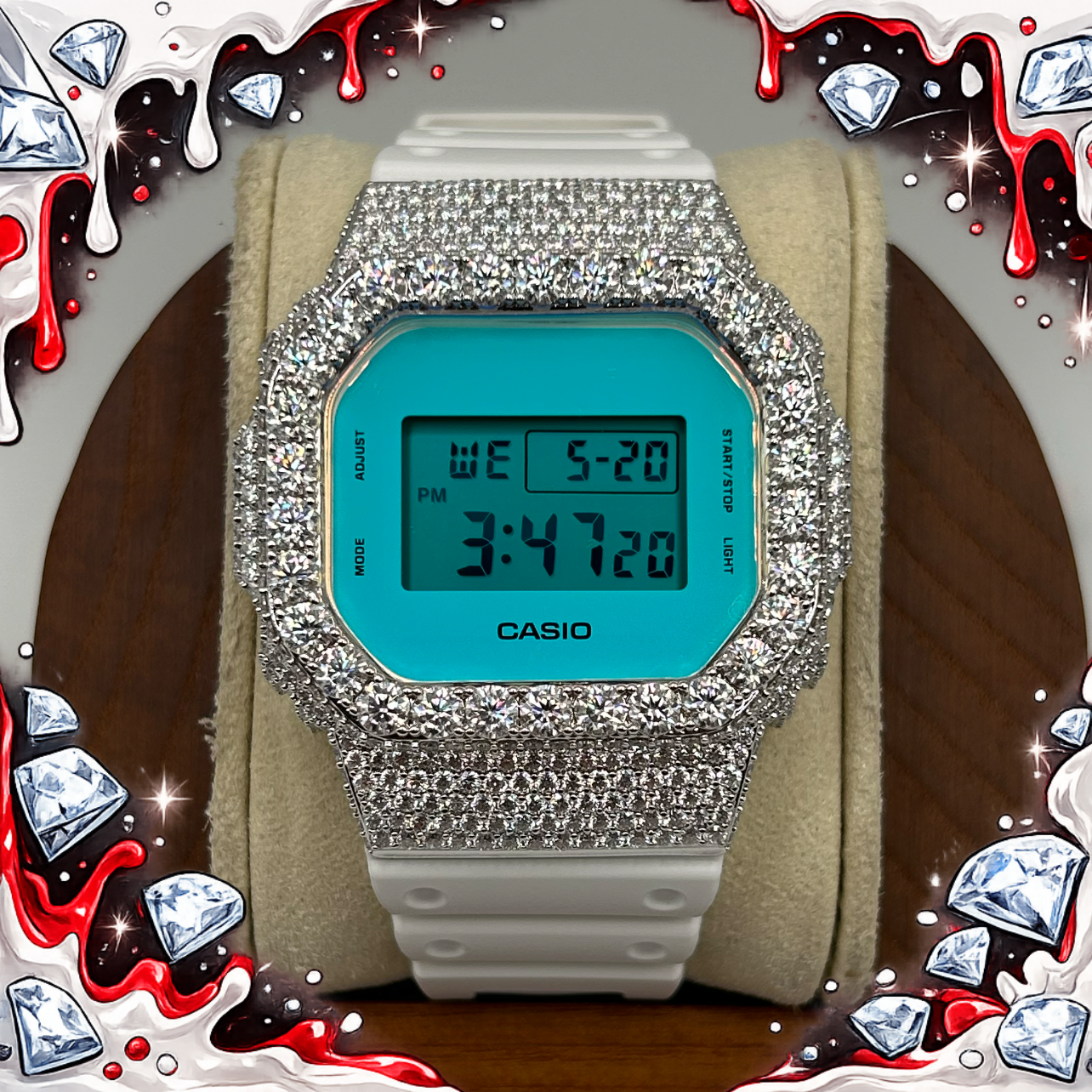 VVS1 Moissanite G-Shock DW-5600TL-7 Watch - GRA CERTIFIED