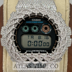 VVS1 Moissanite G-Shock DW6900-1V Watch - GRA CERTIFIED
