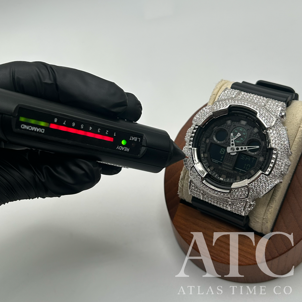VVS1 Moissanite G-Shock GA100MB1ACR Watch - GRA CERTIFIED